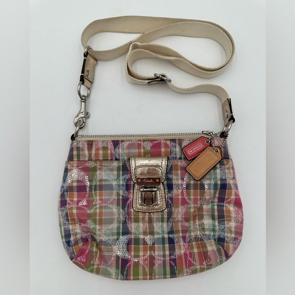 Coach Handbags - Coach Poppy Madras Plaid Sequined Signature Crossbody